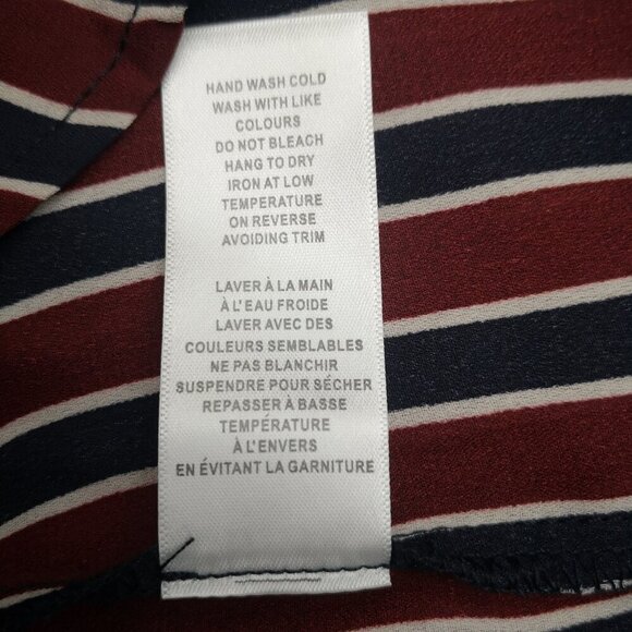 NWT Cleo Ladies Size Large Navy Burgundy Cream Striped Loose Fit Blouse - Picture 7 of 10